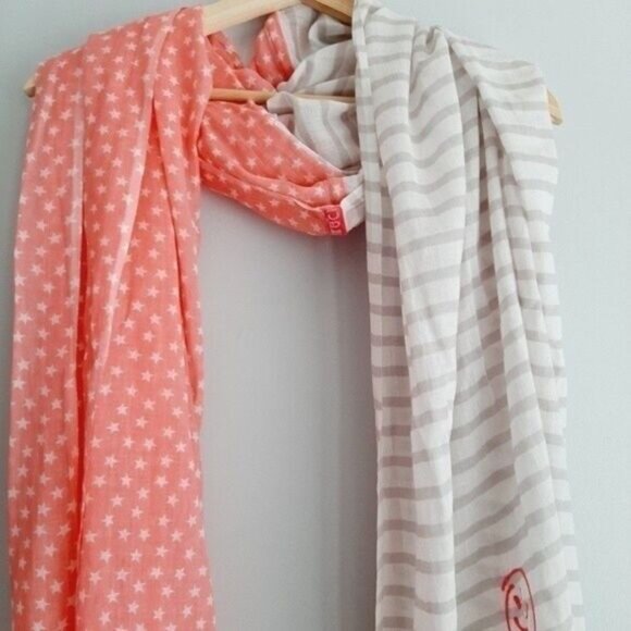 LIEBLINGSSTUCK Cotton Light Large Scarf Wrap Pink Grey & White O/S - Picture 3 of 11
